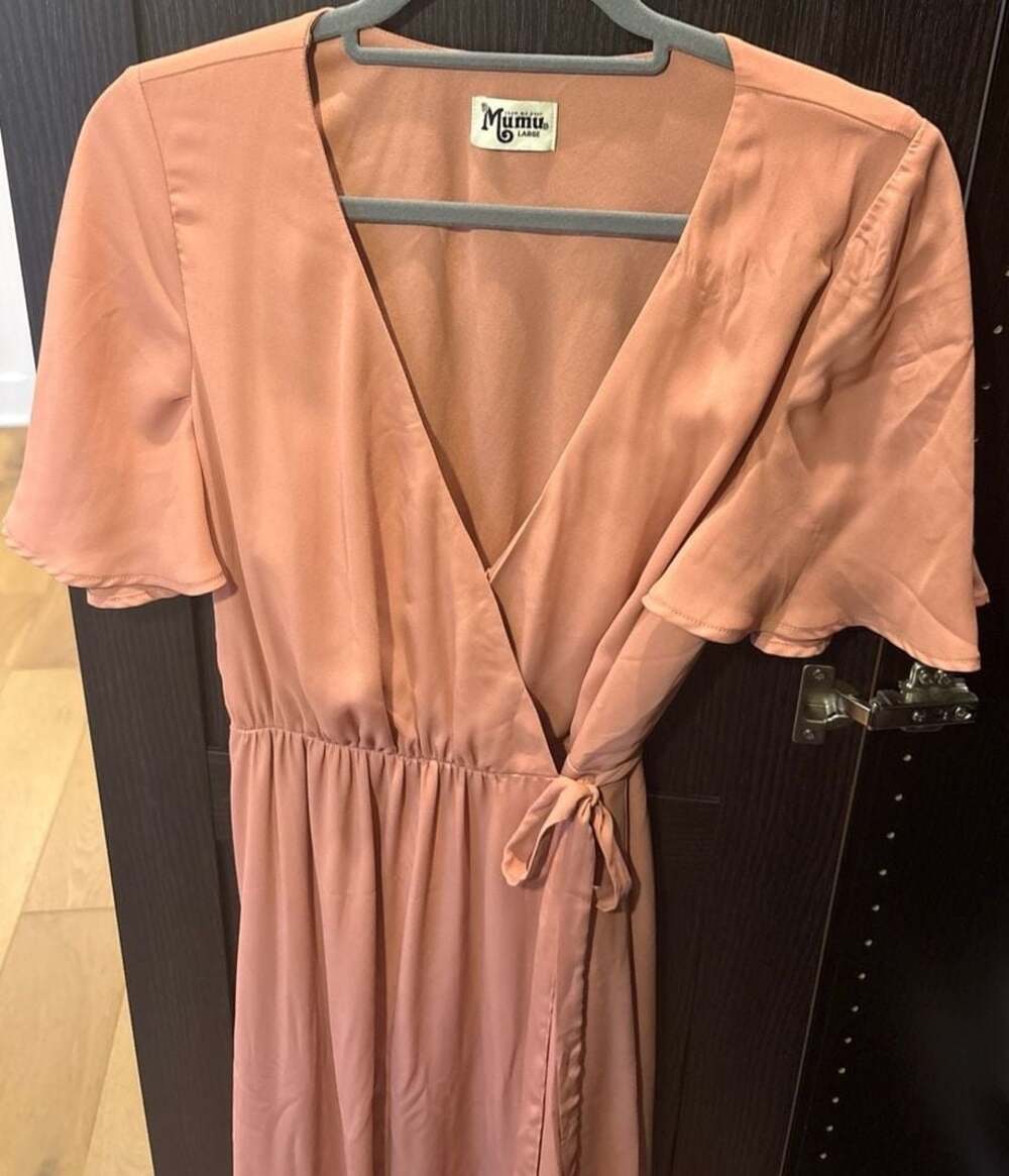 Show Me Your Mumu Sophie Flutter Sleeve Wrap Maxi Dress in Rustic Mauve